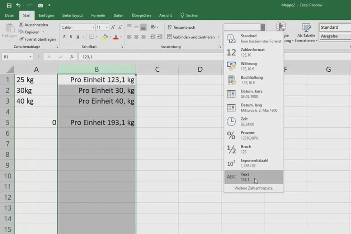 Excel-Kurs für Controlling und Vertrieb: Sortimentsliste, Einheiten, Währung & Co – 3.8 Maßeinheiten verwenden