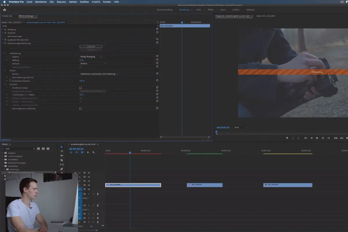 Premiere Pro CC-tutorial: 3.8 | Video stabiliseren