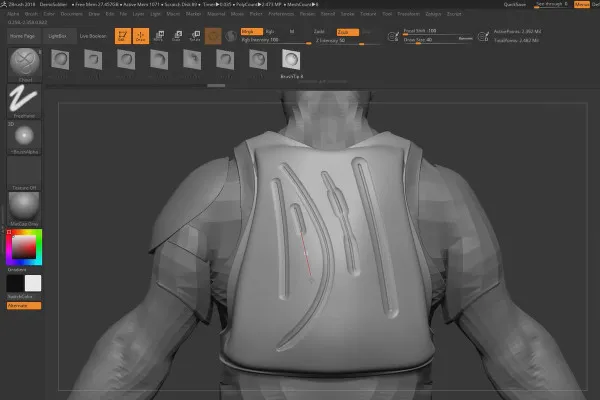 ZBrush 2018 und 4R8 – Video-Training zu den Updates: 10 Lazy Mouse 2.0