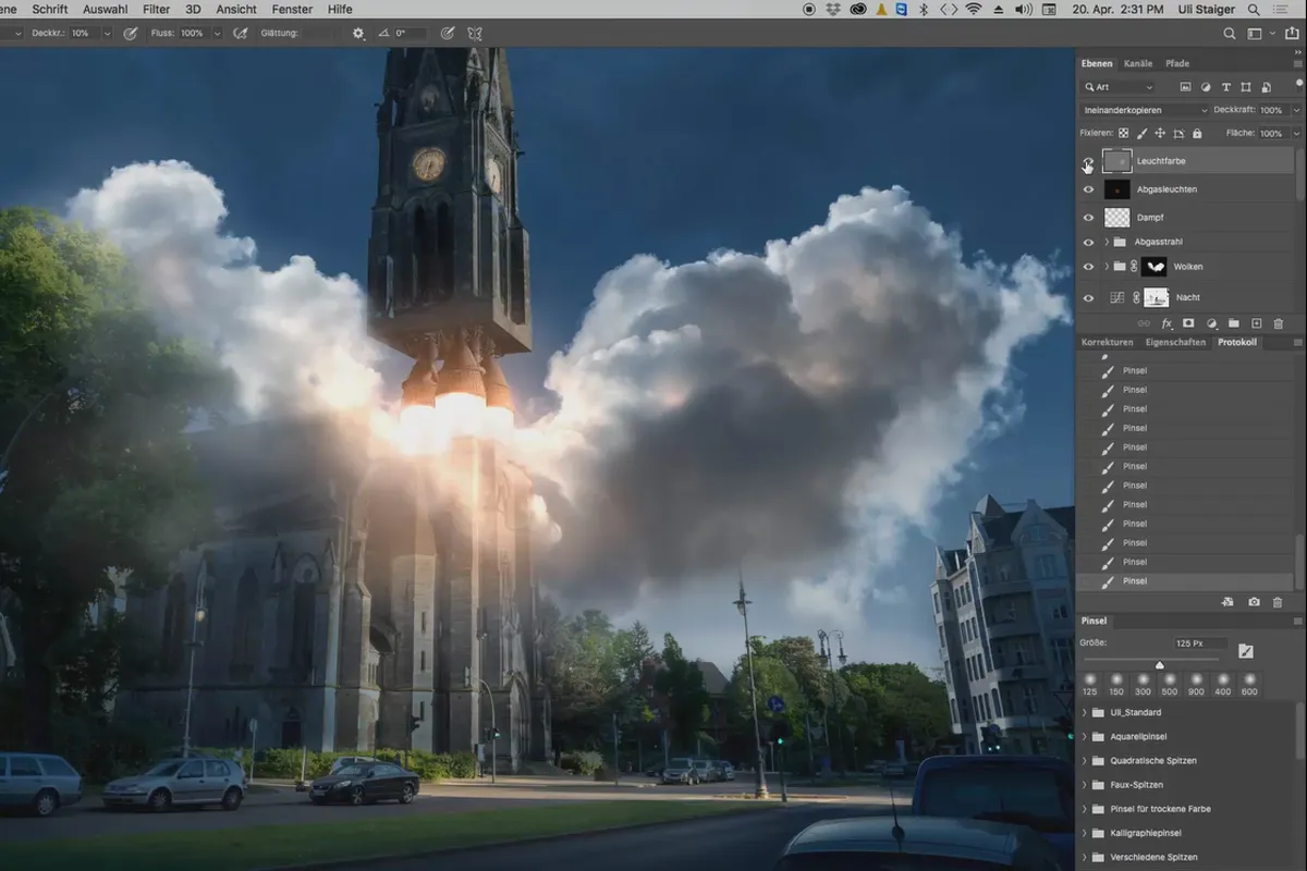 Photoshop-3D-튜토리얼 "Take-off": 17 | Farbleuchten