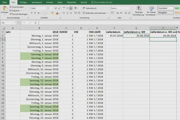 Excel-træning for mere effektivitet på kontoret: Kalender, organisationsdiagram og andre - Beregning af en fremtidig dato.