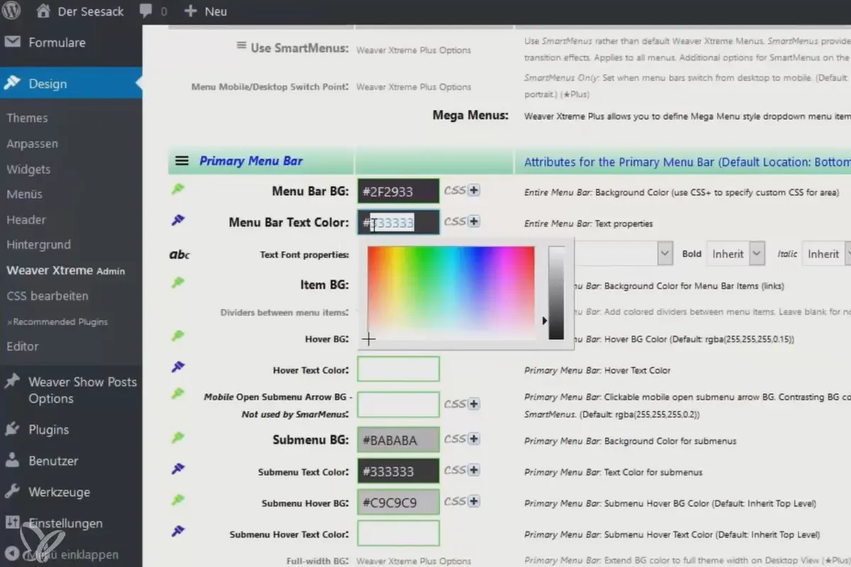 WordPress verstehen und einsetzen: 2.4 Farben