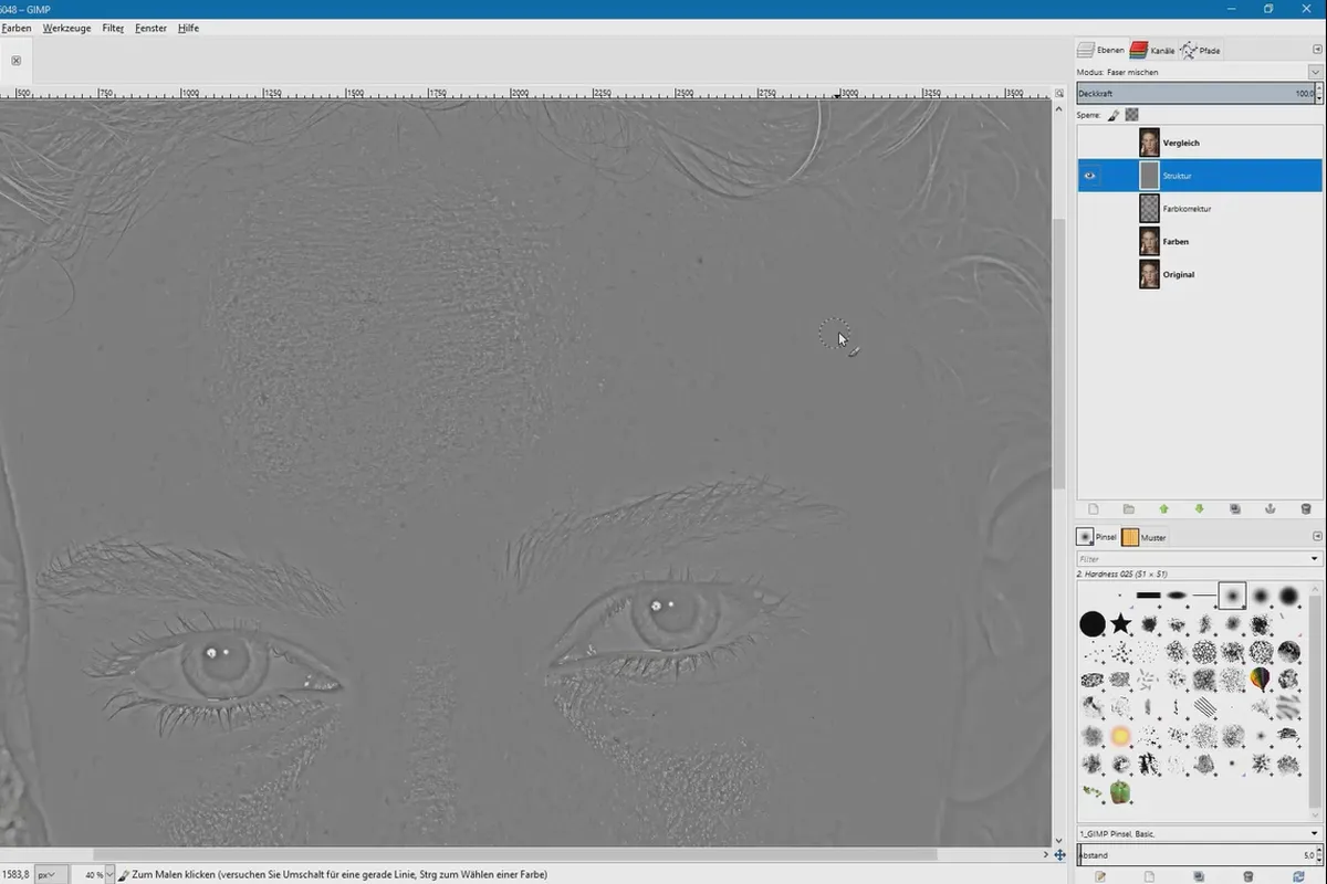 Bildbearbeitung mit GIMP: das Praxis-Tutorial – 17 Hautretusche II – Frequenztrennung