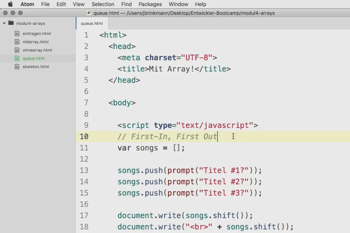 Programmazione software per principianti: 4.4 Creare una coda con array