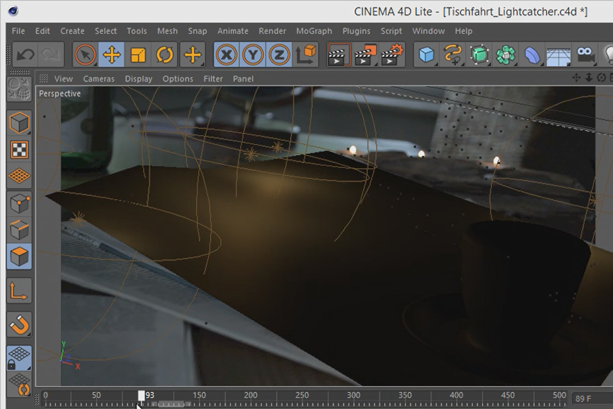 3D-projekt i After Effects: Ljusreflexer i C4D Lite - Rekonstruktion