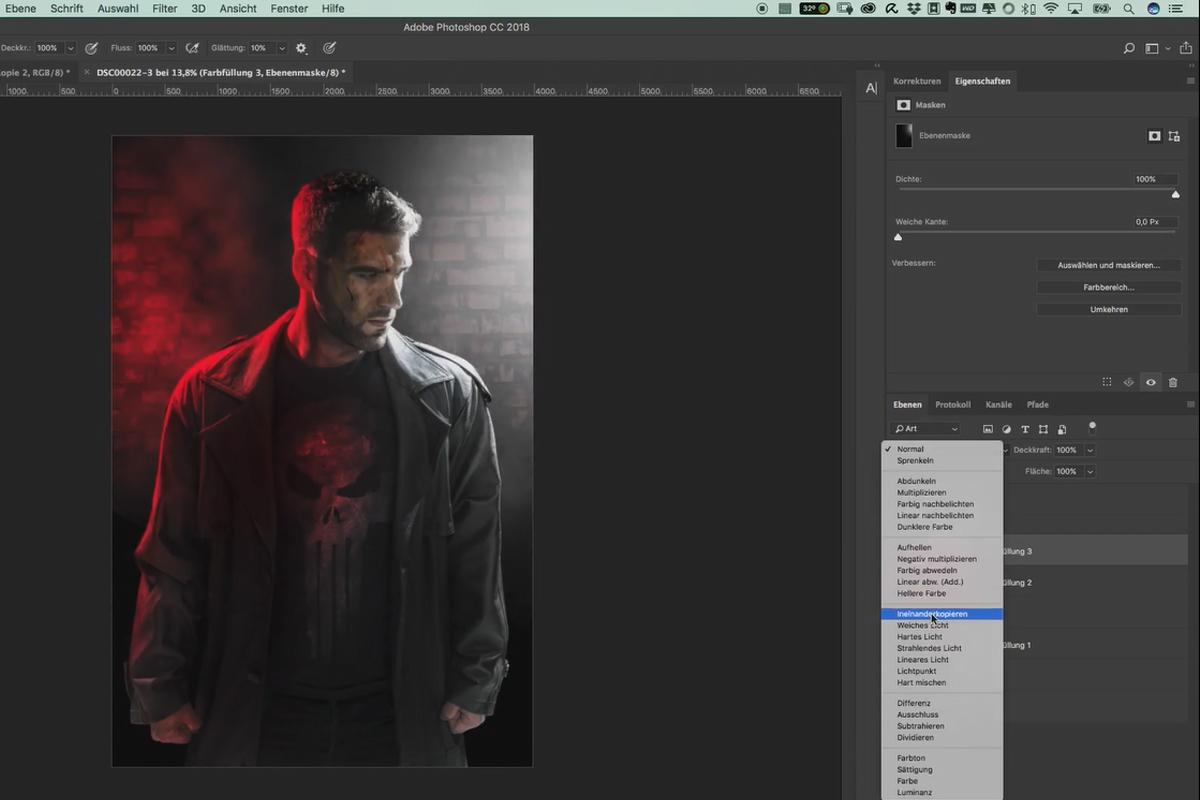 Populære filmpostere og kinoeffekter: The Punisher-stilen - sett fargetone på bakgrunnen - 17