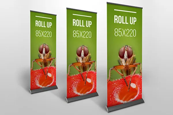 Photoshop-Mockup-Vorlage für ein Roll-Ups im Format 850mm x 2200mm - Version 2