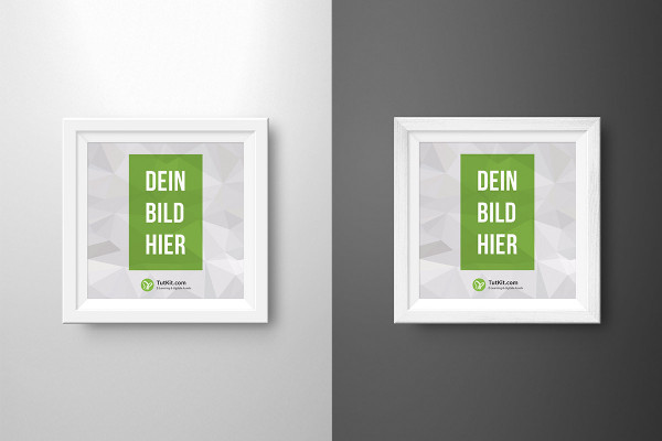 Mockup for a white picture frame in square format with narrow passe-partout