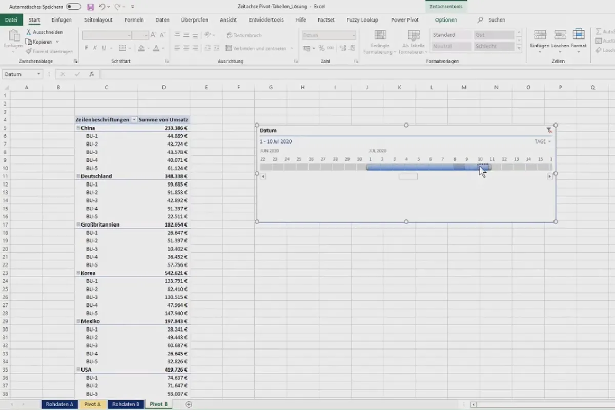 Memasukkan sumbu waktu ke dalam Pivot Table di Excel: 3.6
