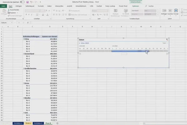 Pivot-Tabellen in Excel: 3.6 | Zeitachse einfügen in Pivot-Tabellen