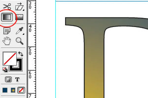 "InDesign" gradientinių spalvų lauko įrankis
