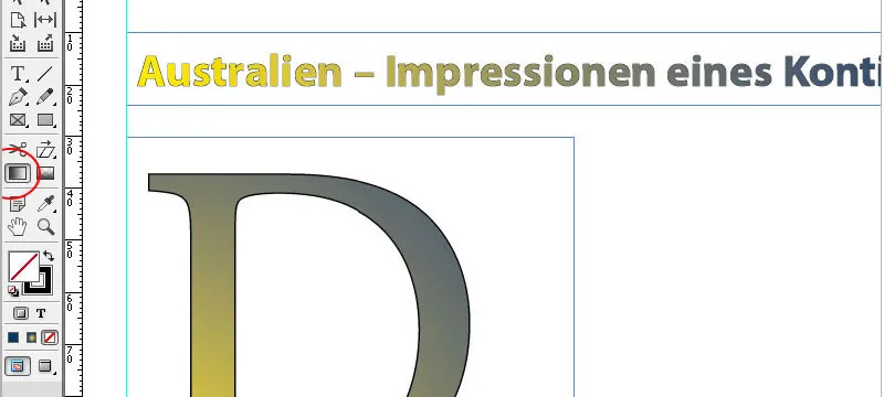 "InDesign" gradientinių spalvų lauko įrankis
