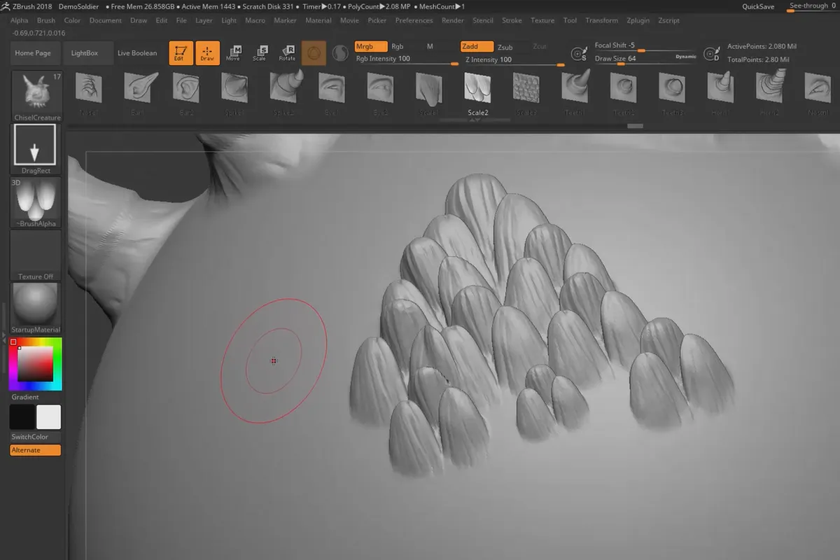 ZBrush 2018 및 4R8 - 업데이트에 대한 비디오 트레이닝: 11.1 알파 3D