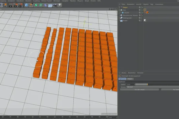 Cinema 4D 모그래프 초보자를 위한 - 2.14 효과자: 선택과 가중치