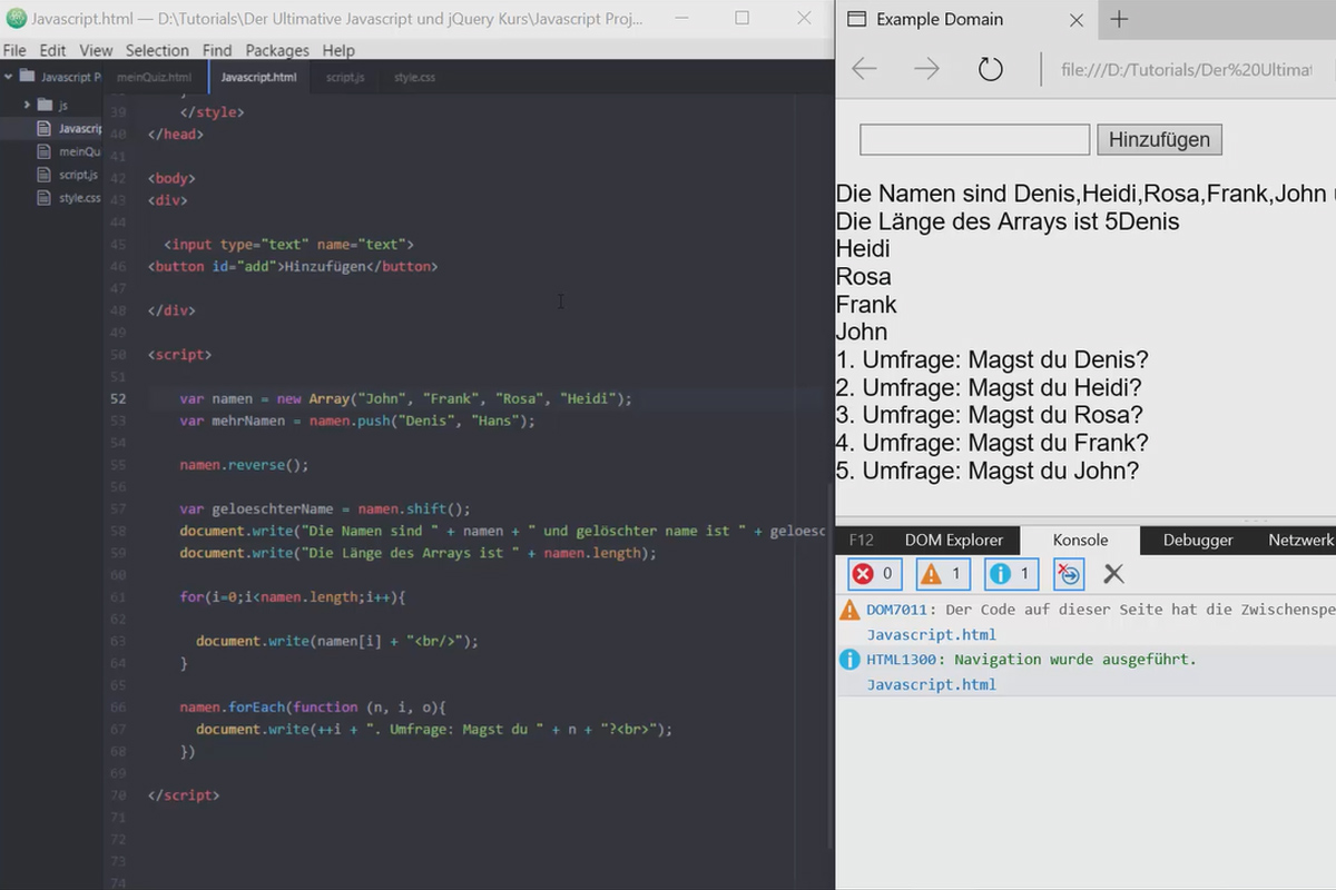 Den ultimata träningen för JavaScript och jQuery - 2.7 Mer om arrays.