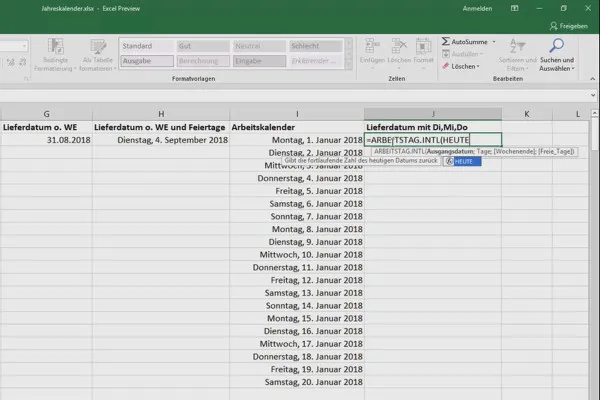Excel-træning for øget effektivitet på kontoret: Kalender, organisationsdiagram osv. - 3.7 Beregning af en fremtidig dato med specielle tidspunkter