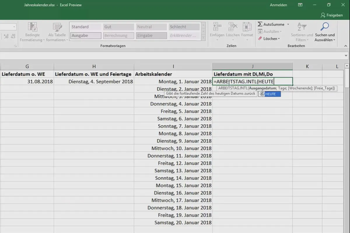 Excel-træning for øget effektivitet på kontoret: Kalender, organisationsdiagram osv. - 3.7 Beregning af en fremtidig dato med specielle tidspunkter