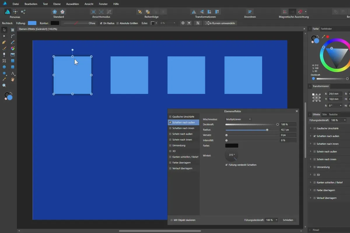 Affinity Designer-Tutorial – Grundlagen: 3.5 | Ebenen-Effekte