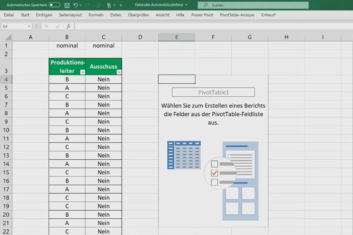 Analisi dei contingenti in Excel: 3.6