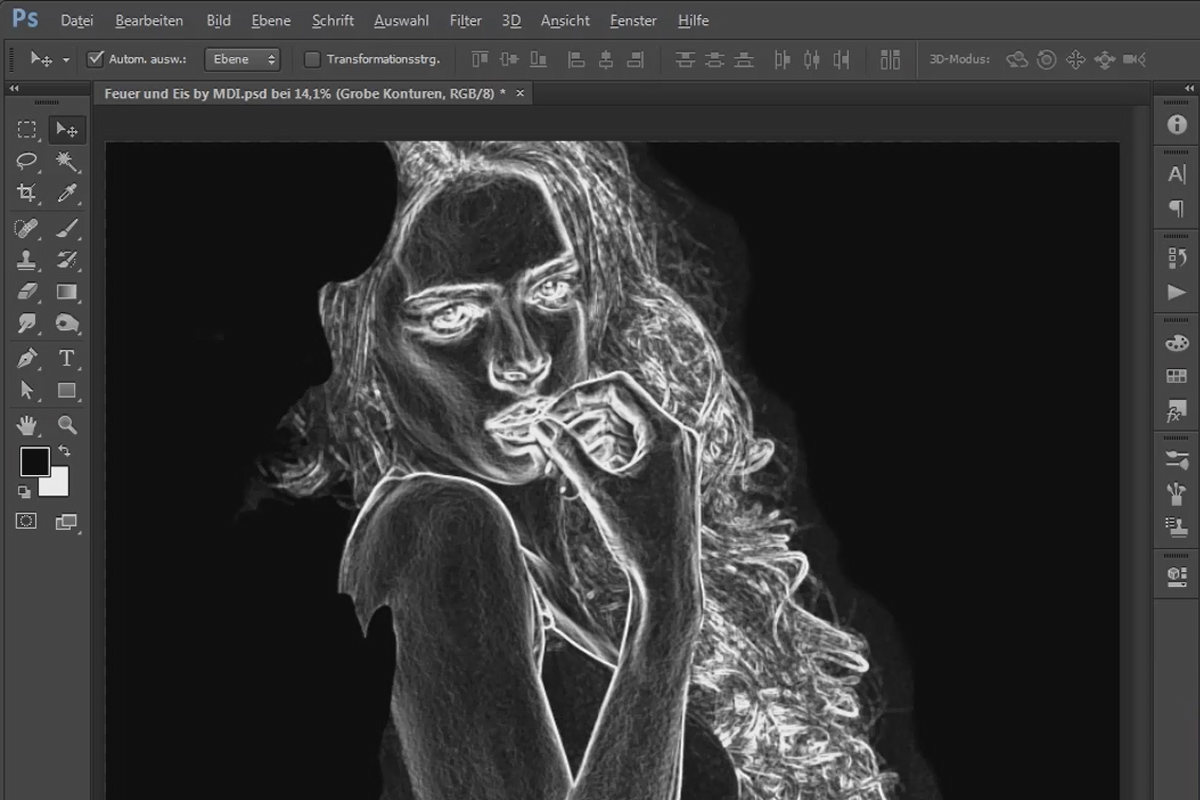 Photoshop-kompositointi - tuli ja jää - osa 02: Ääriviivojen luominen tulen valmisteluun