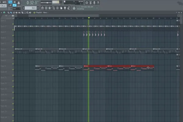 Produzione musicale digitale con FL Studio - Esempio: Struttura del brano, Parte 1 dell'arrangiamento.