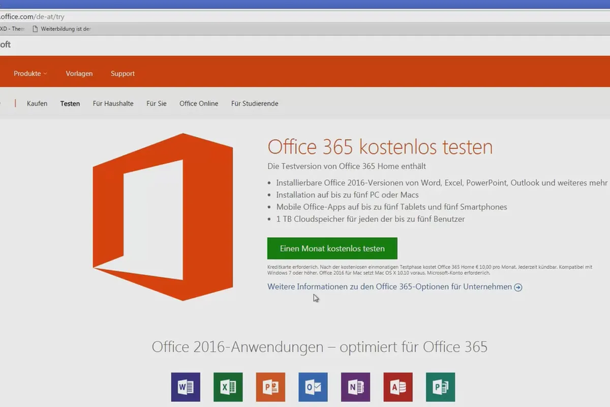 Besser in Outlook: Werde zum Office-Helden – 02 Download von Office 365/2016 als Testversion