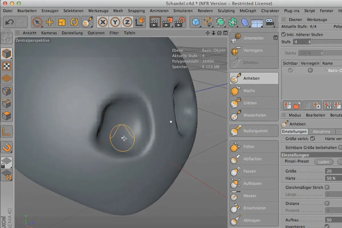 Sculpting in CINEMA 4D - Kreativtraining: Teil 04 - Orbita einformen