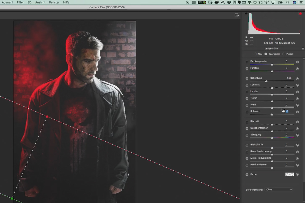 Populære filmpostere og kinoeffekter: Stilen til The Punisher - 18 finpuss/bildeutseende
