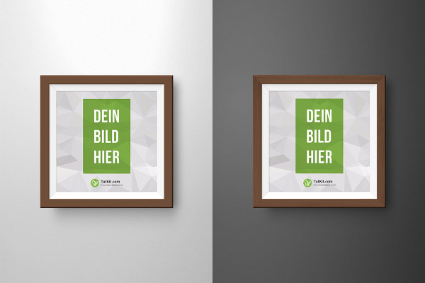 Mockup for picture frame in square format with narrow passe-partout, color customizable