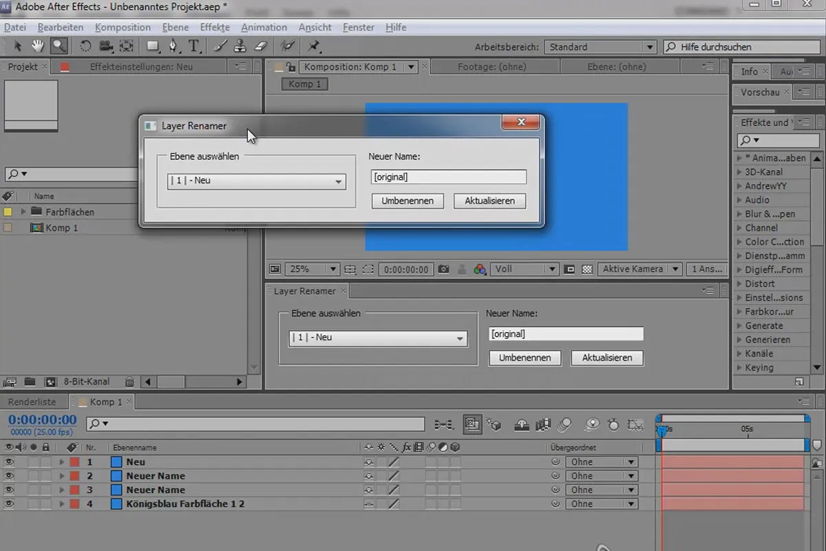 Scripting in AE - Layer Renamer Part 2 - Panel & Funktionen