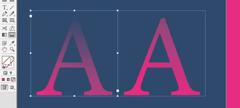 Minkšto gradiento krašto įrankis programoje "InDesign