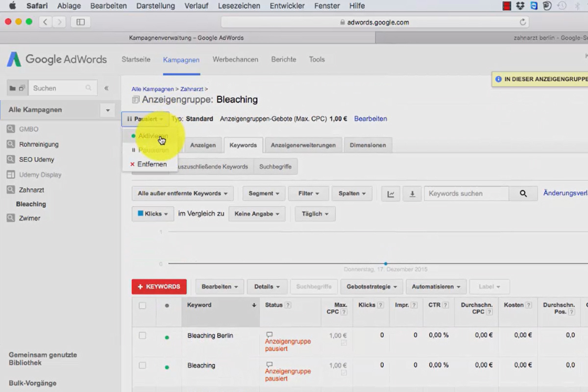 Google AdWords - less costs, more customers - 5.1 We create the first ad group