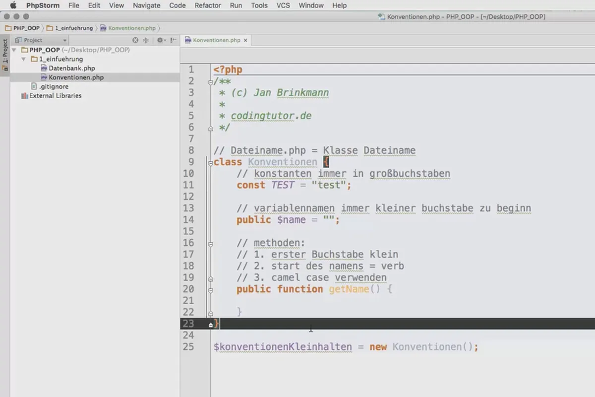 Objektorientert webprogrammering med PHP - 3.05 Konvensjoner for navnene