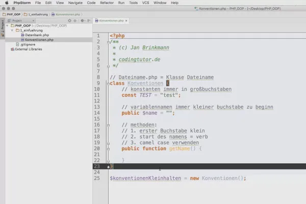 Objektorientert webprogrammering med PHP - 3.05 Konvensjoner for navnene