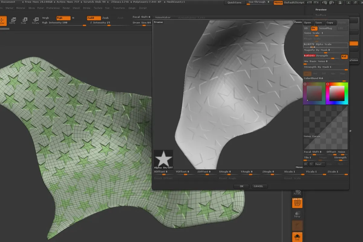 ZBrush 초보자를 위한: 5.6 서피스 노이즈
