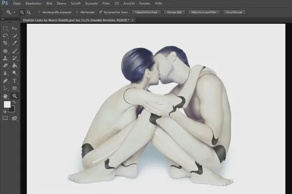 Photoshop-Composing - Digitale Liebe: 04 - Leuchtende Linien der Roboterfrau vorbereiten und restliche Gelenke optimieren