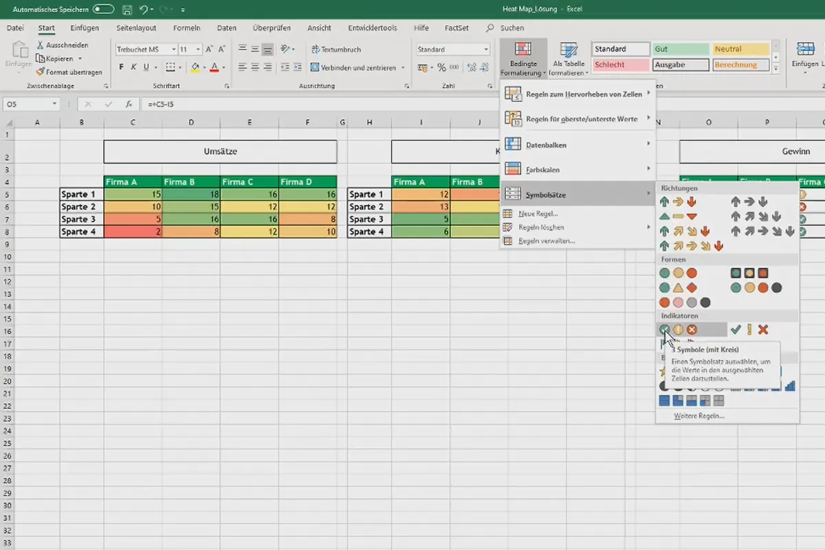 Diagramme in Excel erstellen: 4.10 | HeatMap-Visualisierung