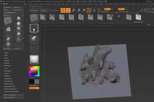 ZBrush 2018 og 4R8 - Opplæring på video om oppdateringene: 11.2 Vector forskyvningsnett (VDM)