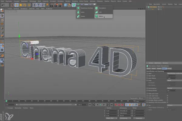 Cinema 4D für Einsteiger – 3D-Praxis: 3.3 Text-Spline extrudieren