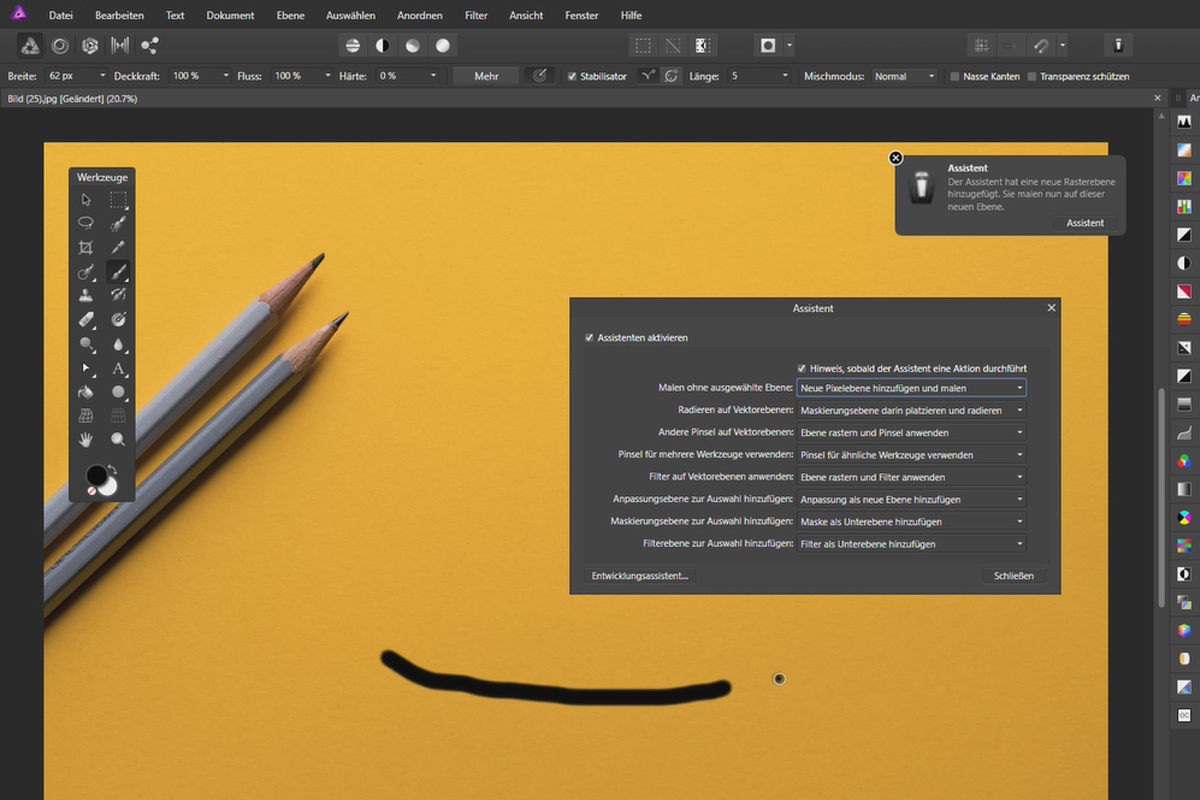 Affinity Photo opplæringsvideo – Grunnleggende: 2.9 | Sett opp assistentene