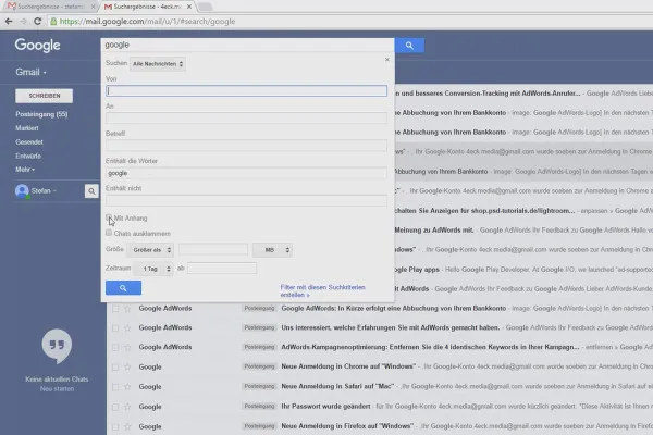 Produktiver in Google Mail – Die besten Tricks – 02 Nur E-Mails mit Anhängen anzeigen lassen