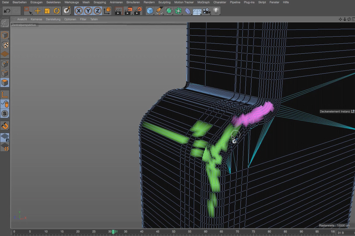 Praktik i Cinema 4D - Modellering och belysning av en rymdstation: 19 Vertex-färgtag