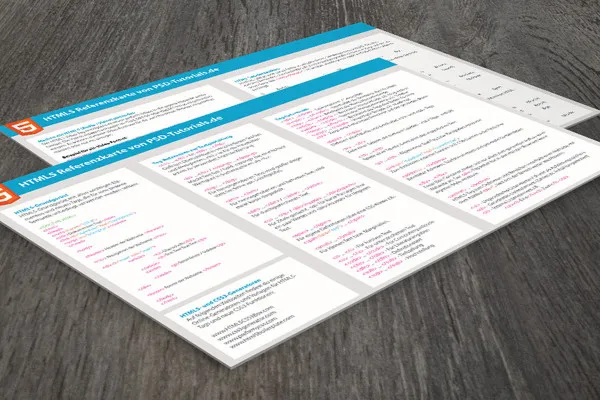 HTML5 reference card for printing as a PDF file