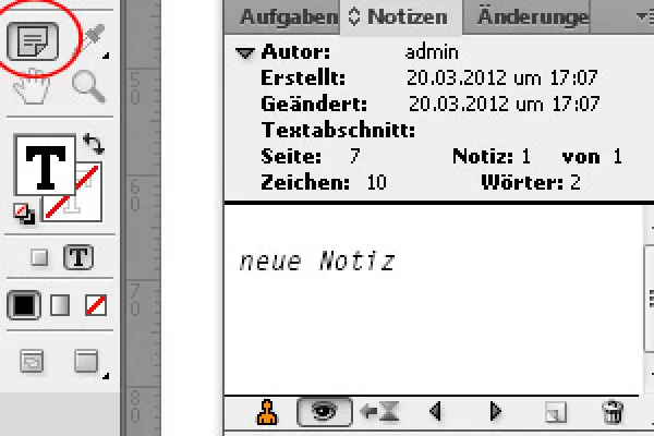 "InDesign" pastabų įrankis