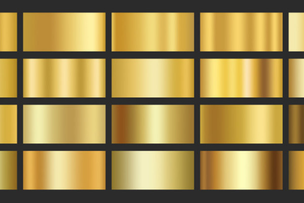 Photoshop gradient: 20 gradients in gold for metal effects to download