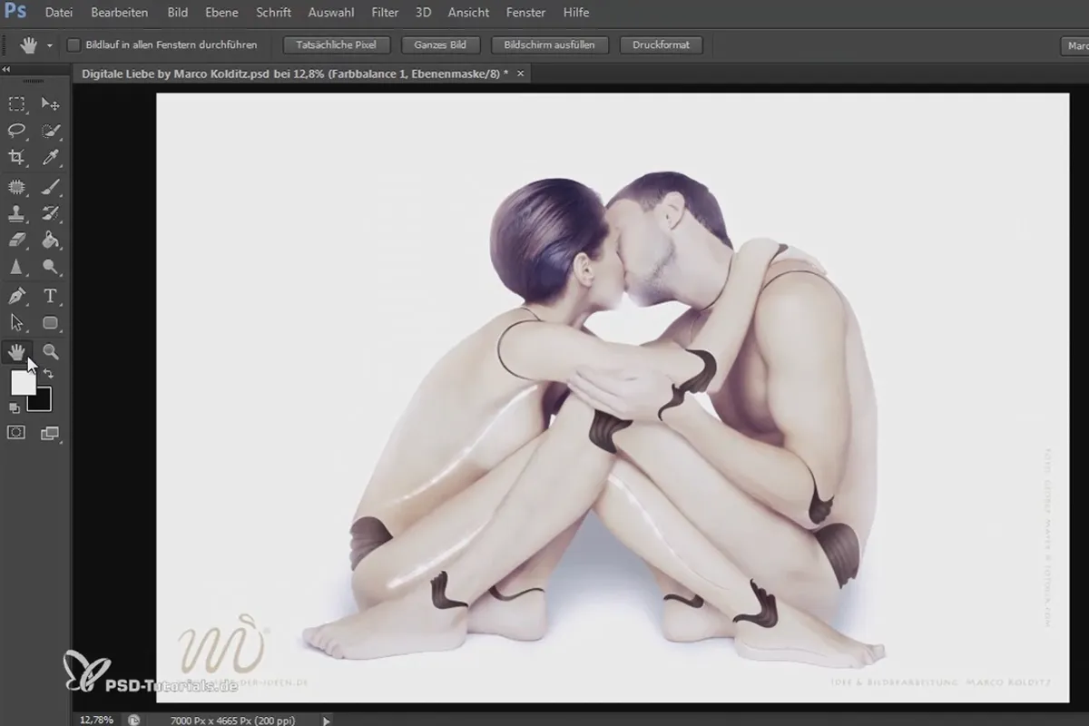 Photoshop-композиція - Цифрове кохання: 05 - Фінальні кроки через світлові лінії, світлові шви та коригування кольору.