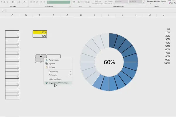 A crea diagrame în Excel: 4.11 | Indicator de progres dinamic.