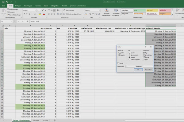 Excel training for more efficiency in the office: Calendar, organization chart & Co - 3.9 Create Excel calendar with working days only