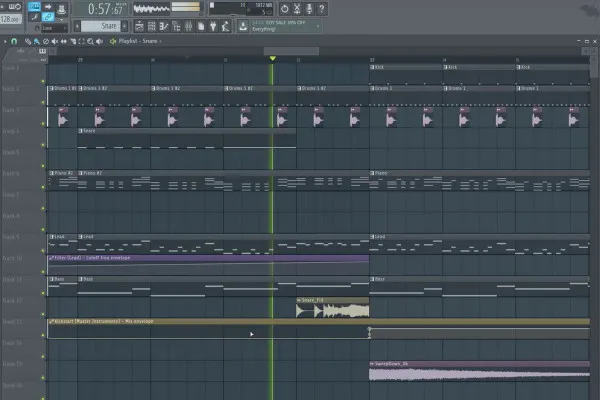 Digitale Musikproduktion mit FL Studio – 5.7 Beispielproduktion: Automation Clips Teil 2, Einsatz von Effekt-Samples
