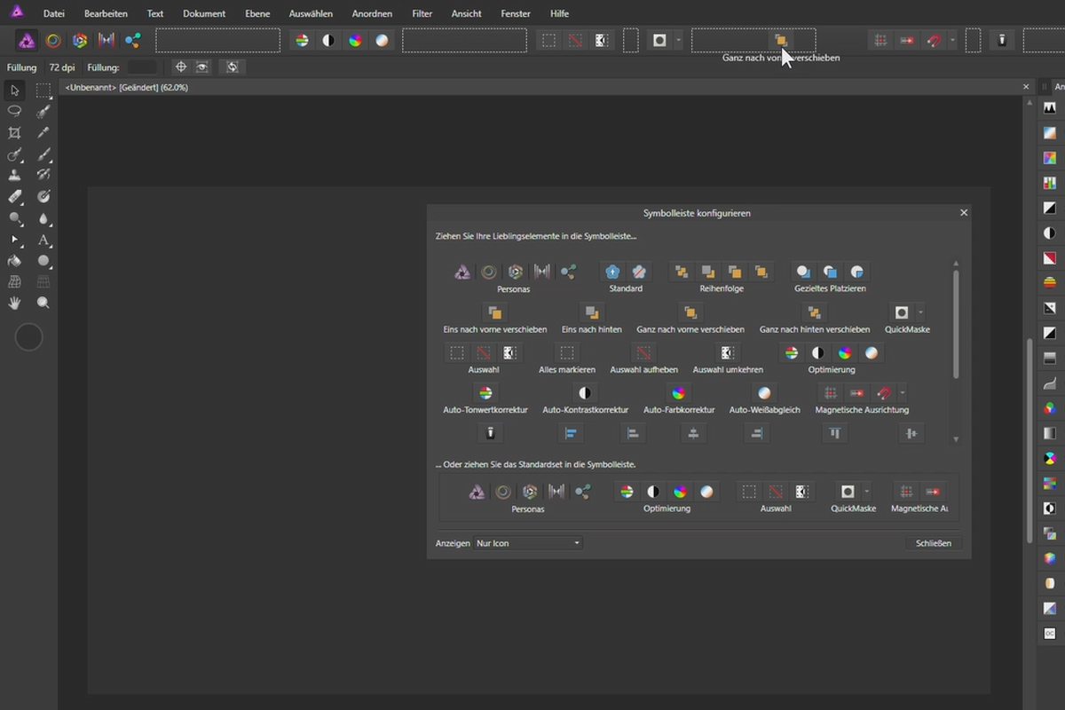Affinity Photo opplæringsvideo - Grunnleggende: 3.1 | Justere verktøylinjen